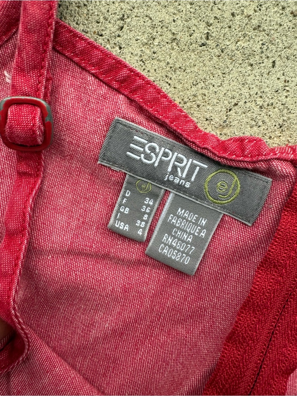 Vintage 90s Y2K Esprit Jeans Red Denim Mini Dress Spaghetti Strap Zip Back USA 4 - Picture 3 of 3